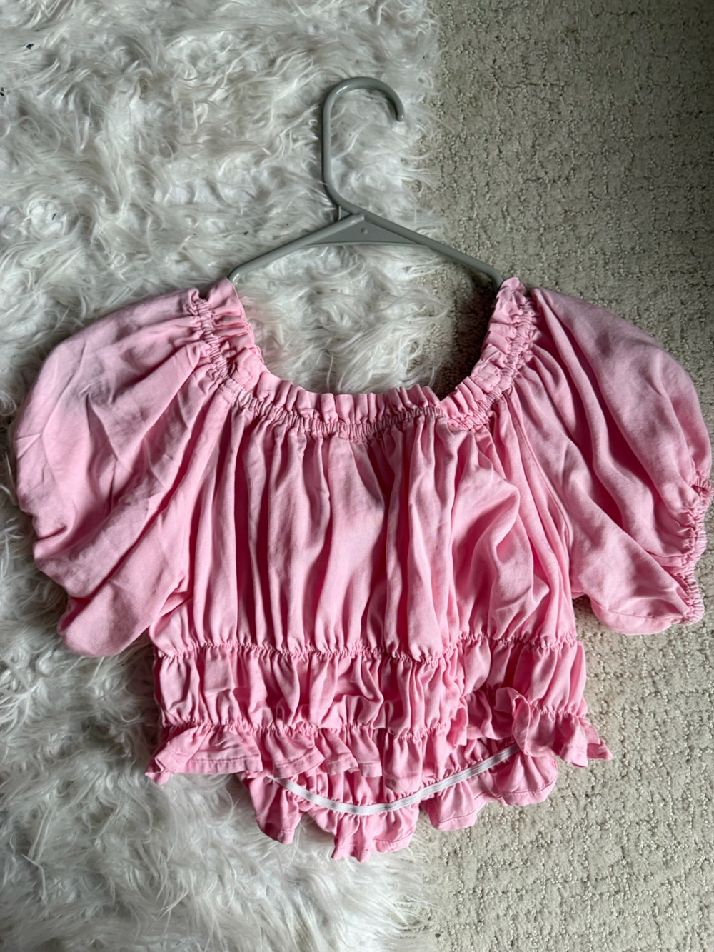 Love Tree Light Pink Ruffle Off-Shoulder Top